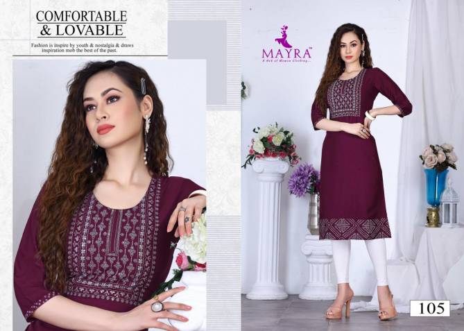Mayra Kinjal Ethnic Wear Rayon Designer Latest Kurti Collection